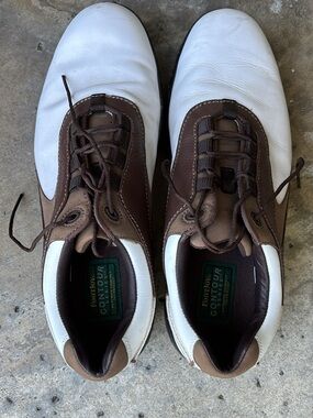 FootJoy Men's White and Brown Golf Sneakers